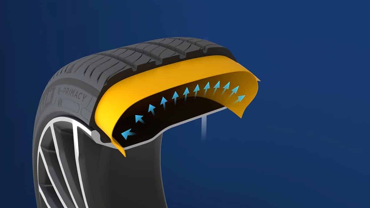 La bande de roulement auto-cicatrisante.