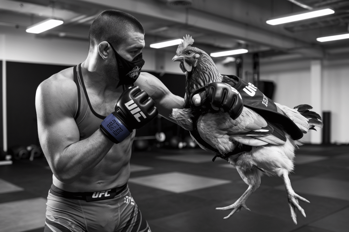 Merab dvalishvili innove à l'ufc 320 : Sa préparation insolite avec un poulet de combat révèle une nouvelle approche d'entraînement Merab dvalishvili innove à lufc 320 Sa préparation insolite