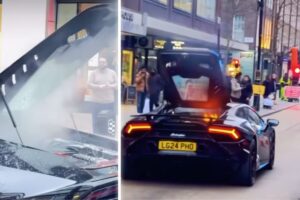 Une Lamborghini prend feu à Londres