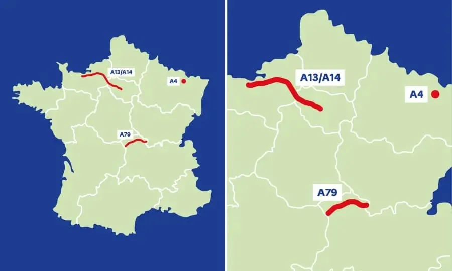 Autoroutes françaises concernées par les péages flux libre