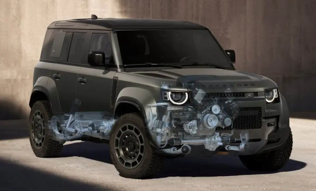 La plateforme actuelle D7x n’est pas adaptée pour accueillir une batterie et un moteur électrique - © Land Rover