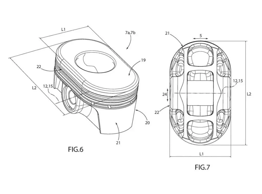 Mais Ferrari imagine une approche totalement différente : des pistons en forme de stade, plus longs que larges, avec des extrémités arrondies.